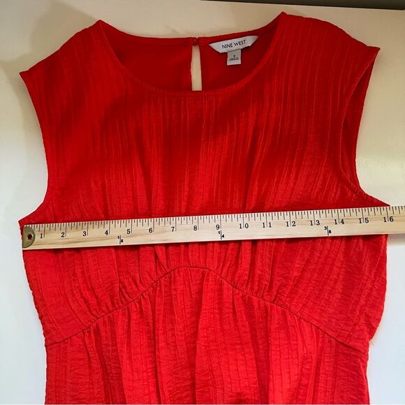 Nine West Textured Tiered Dress Sundress Poppy Lightweight Size Small - Picture 8 of 9